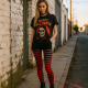 Patterned cotton tights for women Black red