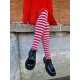 Patterned cotton tights for women Red white