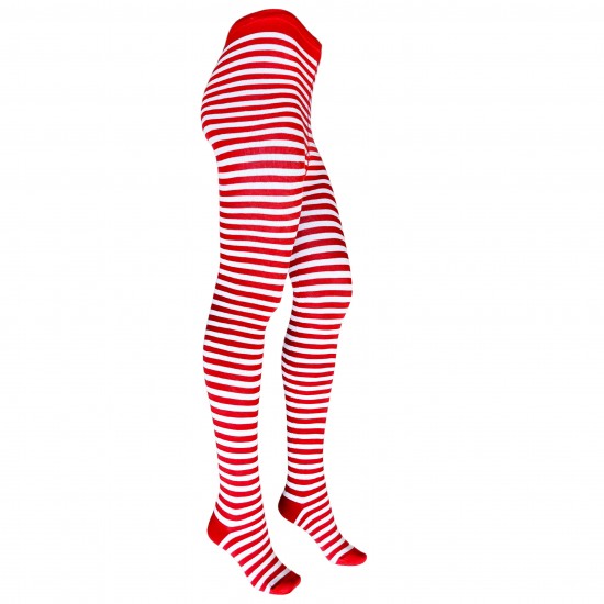 Patterned cotton tights for women Red white