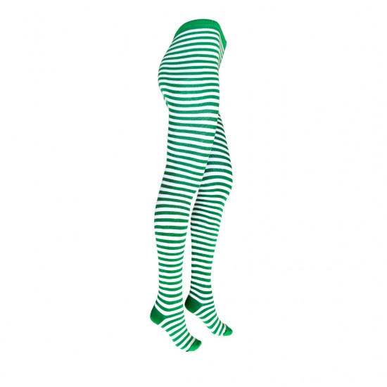 Patterned cotton tights for women Green white