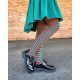 Patterned cotton tights for women Green red