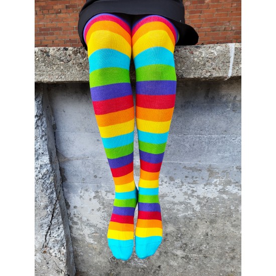 Patterned cotton tights for women Rainbow