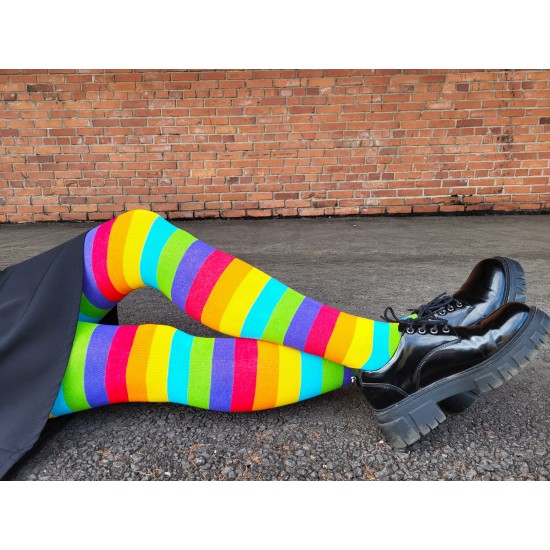 Patterned cotton tights for women Rainbow