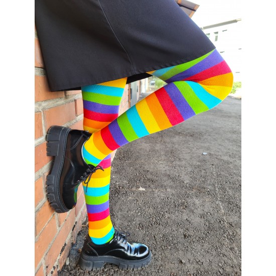 Patterned cotton tights for women Rainbow