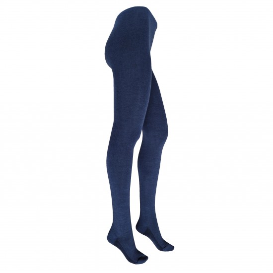 Fancy thin Dark denim Extrafine wool tights with Silk