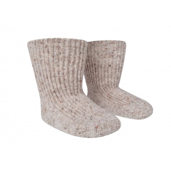Very soft Alpaca wool and Silk Ripe pattern socks for kids Sand melange