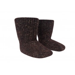 Very soft Alpaca wool and Silk Ripe pattern socks for kids Dark brown melange