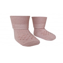 Gumuotos Organinės medvilnės atlenkiamos kojinės ropojantiems mažyliams Blankiai rožinė