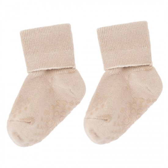 Organic cotton crawling socks for babies Taupe