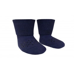 Gumuotos Organinės medvilnės atlenkiamos kojinės vaikams Tamsiai mėlyna