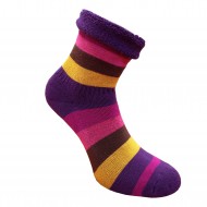 Šiltos pliušinės kojinės Plačios juostos tamsiai violetinė ruda