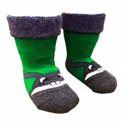 Šiltos pliušinės kojinės žalias Zuikis
