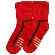 Šiltos pliušinės kojinės raudoni Raštai