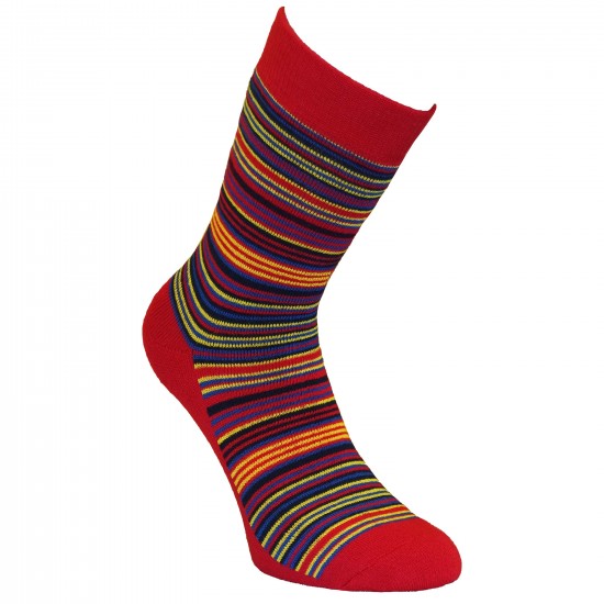 Warm plush socks red Stripes