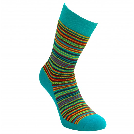 Warm plush socks turquoise Stripes
