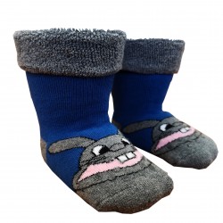 Gumuotos pliušinės kojinės ropojantiems kūdikiams mėlynas Zuikis