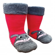 Gumuotos pliušinės kojinės ropojantiems kūdikiams rožinis Zuikis