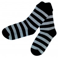 Striped socks black and light grey Wider stripes