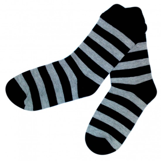 Dryžuotos kojinės juodos ir šviesiai pilkos Platesnės juostelės