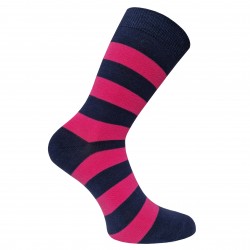 Striped socks dark blue and pink Wider stripes
