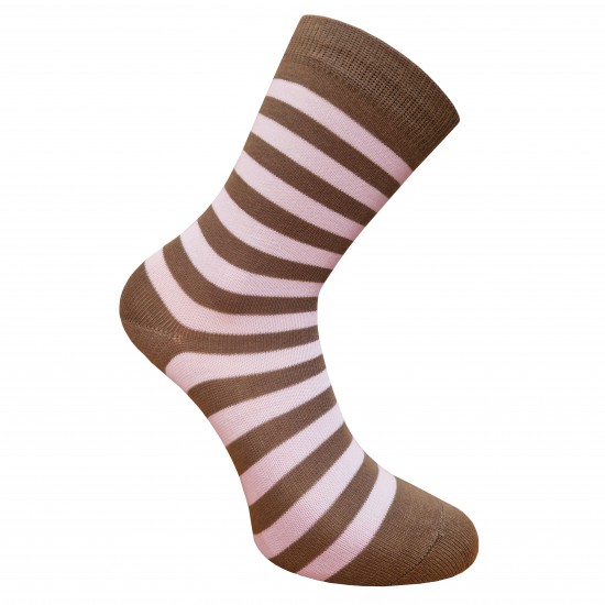 Striped socks Dark brown pink