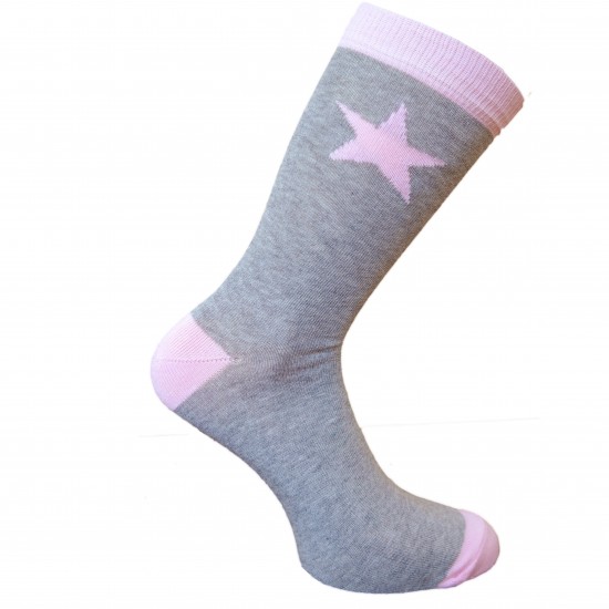 Grey socks Pink star