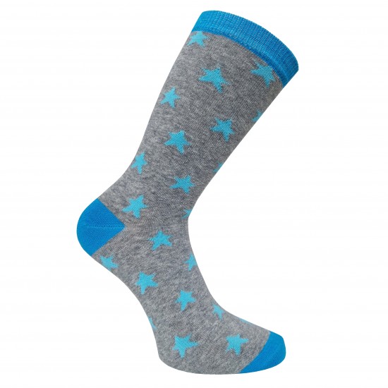 Grey socks sky blue Stars