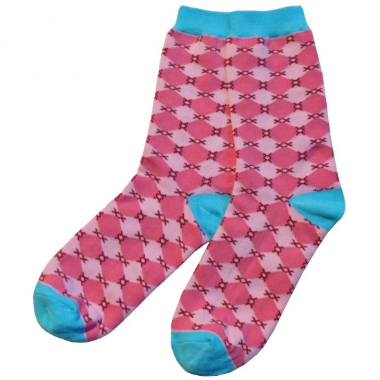 Rožinės kojinės Maži rombai