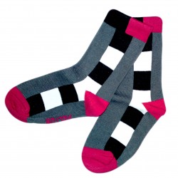 Multicolored socks Quadrates (Grey red)