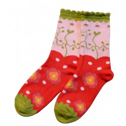 Multicolored socks Red flowers