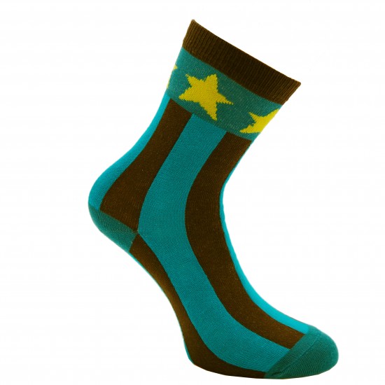 Dark turquoise socks Stripes and stars
