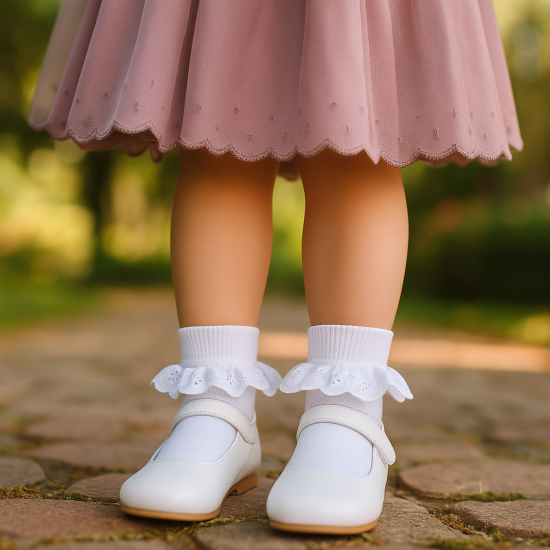Fancy white socks for kids Lace