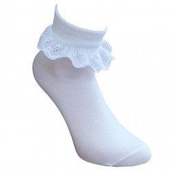 Puošnios baltos kojinės vaikams Mezginėliai