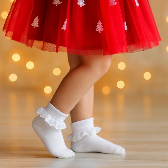 Fancy white socks for kids Lace