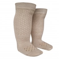 Organic cotton pointelle crawling kneehigh socks for babies Taupe