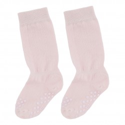 Organic cotton pointelle crawling kneehigh socks for babies Light pink