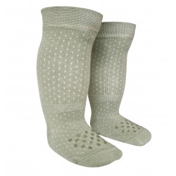 Organic cotton pointelle crawling kneehigh socks for babies Seagrass green