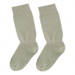 Organic cotton pointelle crawling kneehigh socks for babies Seagrass green