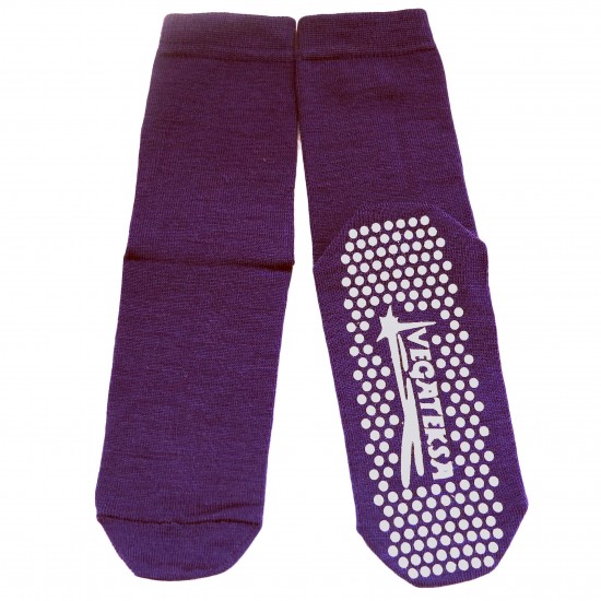 Gumuotais padais šiltos plonos vilnonės kojinės Tamsiai violetinė