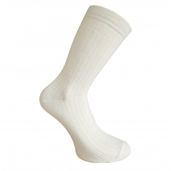 Very soft Extra fine 85% Merino wool Ripe pattern socks Dusty white