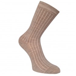 Very soft Extra fine 85% Merino wool Ripe pattern socks Light brown melange