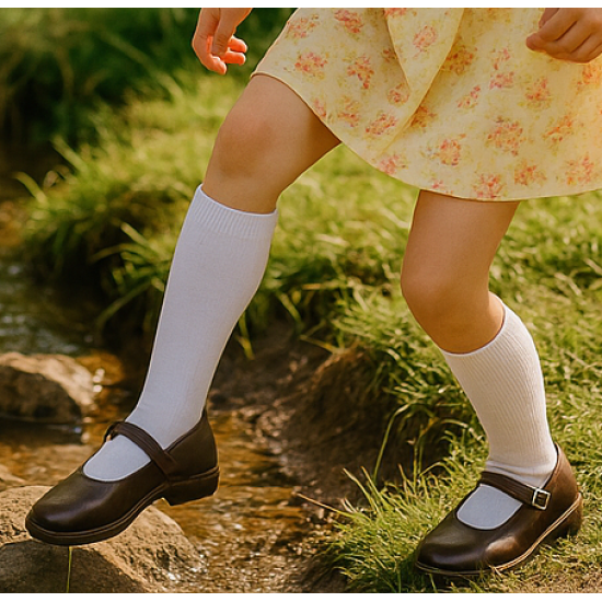 White plain knee high socks