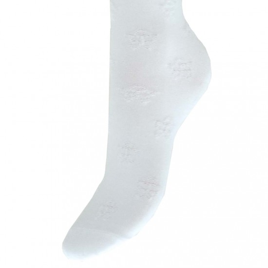 Baltos kojinės iki kelių Žiedeliai