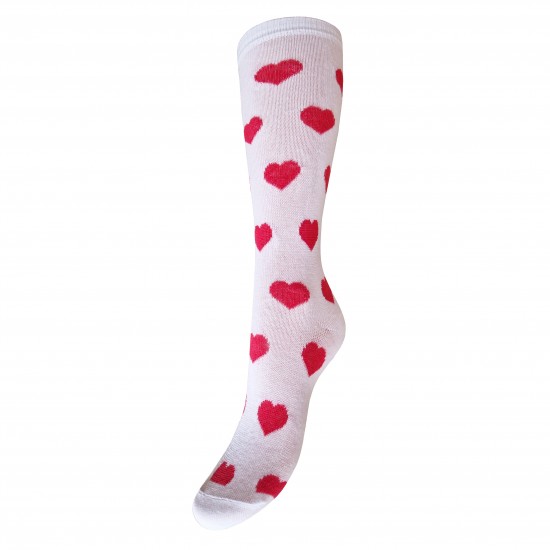 White knee high socks Red hearts