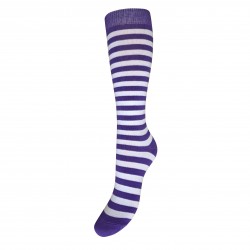 Striped knee high socks Purple white