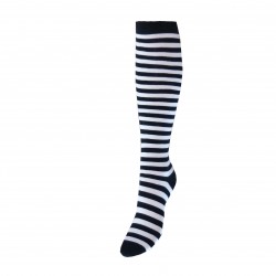 Striped knee high socks Black white
