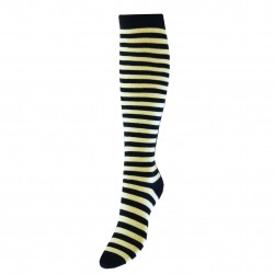 Striped knee high socks Black cream