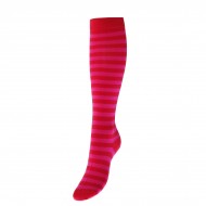 Striped knee high socks Red pink