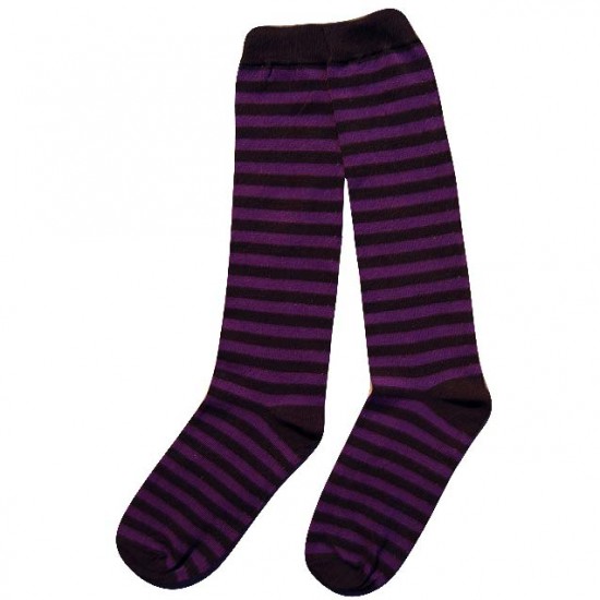 Striped knee high socks Puple Black