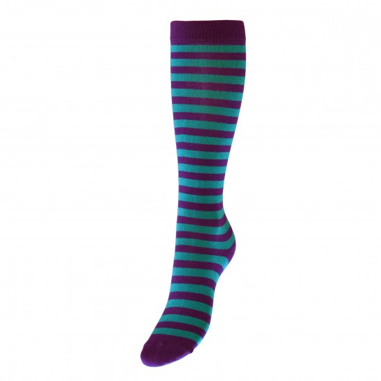 Striped knee high socks Purple blue